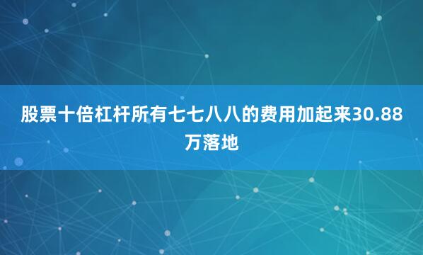 股票十倍杠杆所有七七八八的费用加起来30.88万落地